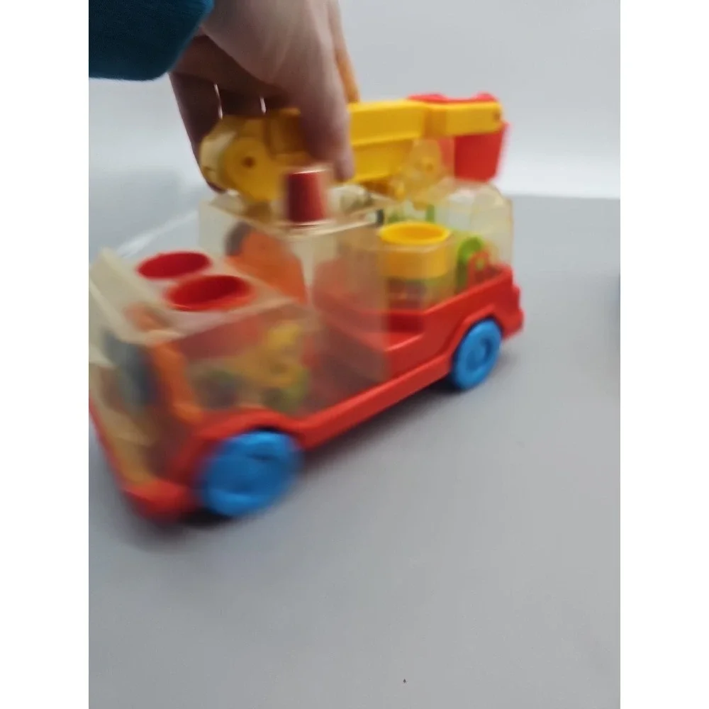 Playskool Vintage Go Go Gears Fire Truck Loader Push and Go 1988 Lot PRESS Clear